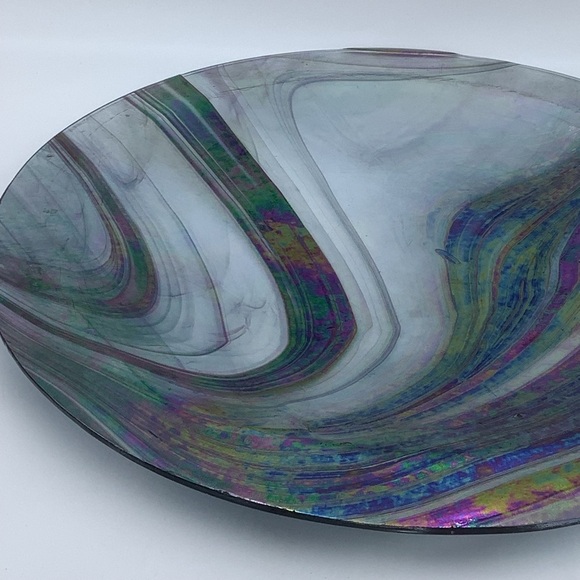 Swirled Art Glass 13” Round Plate/Platter - Picture 2 of 16